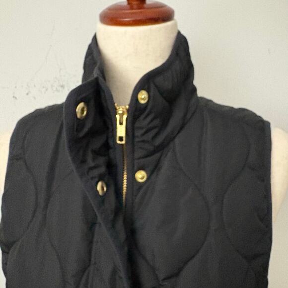 J.Crew Black Quilted Signature Puffer Vest Women’s S PrimaLoft Water Repellent - Picture 7 of 13